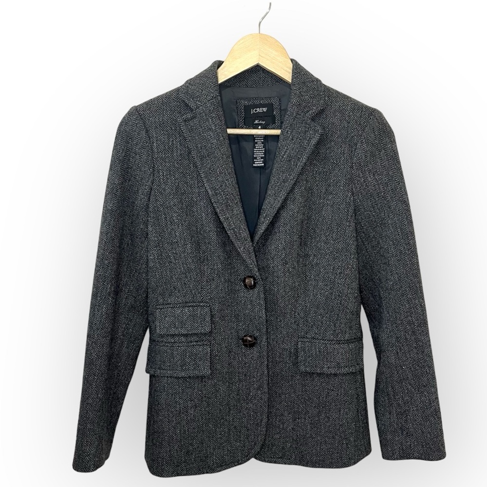 J.Crew Hack-ing Herringbone Blazer Grey Size 4 - Picture 2 of 11